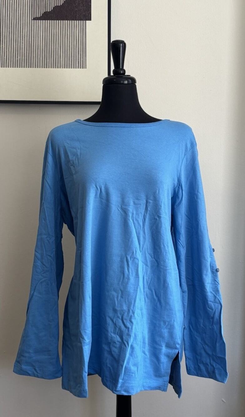 Only Necessities Women's Blue Long Sleeve Buttoned Shirt Size L NEW IN BAG